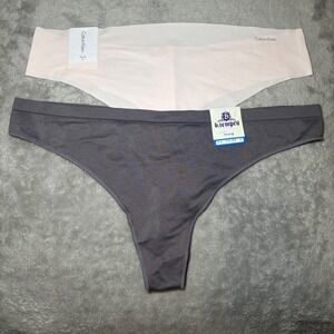 Calvin Klein & b.tempt'd by Wacoal Thong Underwear Bundle XL Peach Grey 2 Pack
